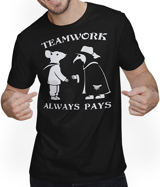 Produktbild von T-Shirt mit Mann Lustige Ratte Spruch Teamwork Always Pays Fancy Rats Pet Rat