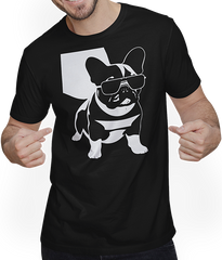 Produktbild von T-Shirt mit Mann Lustige französische Bulldogge mit Sonnenbrille Französische Bulldoggen