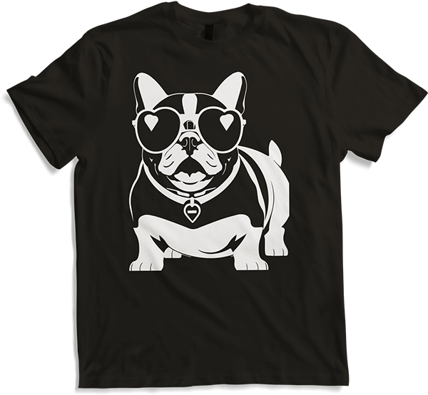 Produktbild von T-Shirt Lustige französische Bulldogge mit Sonnenbrille Französische Bulldoggen
