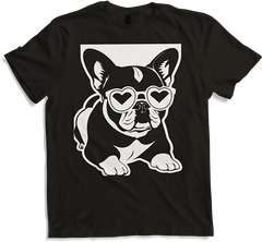 Produktbild von T-Shirt Lustige französische Bulldogge mit Sonnenbrille Französische Bulldoggen