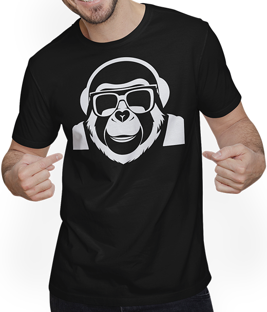 Produktbild von T-Shirt mit Mann Lustiger Affe trägt Sonnenbrille Cool Monkey