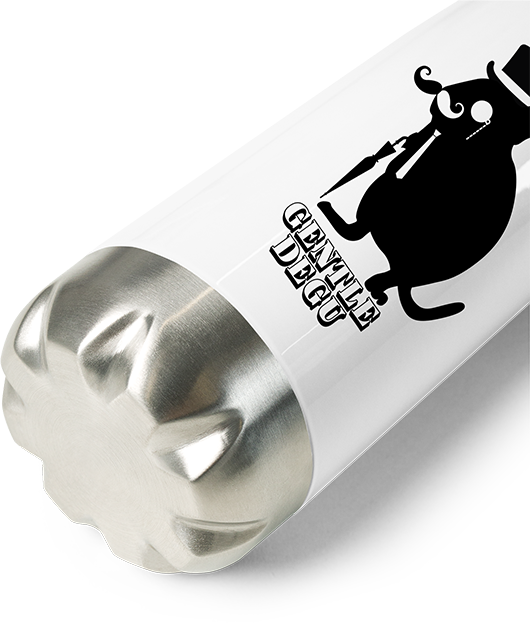 Produktbild vom Boden der Thermoflasche Lustiger Gentleman Degu | Gentle Degus | Geschenk Deguhalter