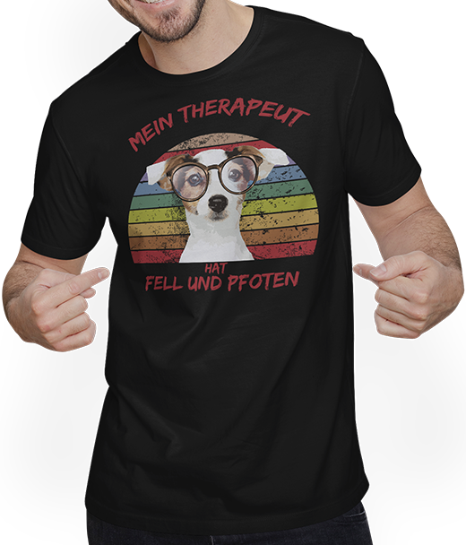 Produktbild von T-Shirt mit Mann Lustiger Jack Russel Terrier Spruch | Mein Therapeut | Witz