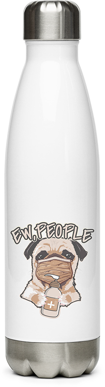 Produktbild von Edelstahlflasche Lustiger Mops Spruch Ew People mit Gesichtsmaske