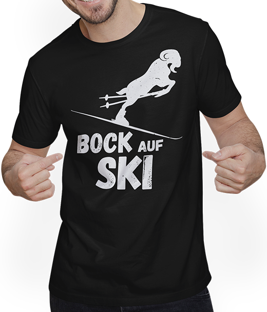 Produktbild von T-Shirt mit Mann Lustiger Ski Spruch | Bock auf Ski Skifahrer | Apres-Ski