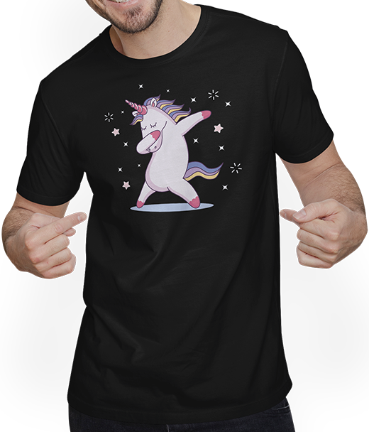 Produktbild von T-Shirt mit Mann Lustiges Dab Einhorn | Dabbing Unicorn Geschenk | Regenbogen