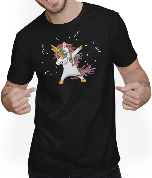 Produktbild von T-Shirt mit Mann Lustiges Dab Einhorn | Dabbing Unicorn Geschenk | Regenbogen