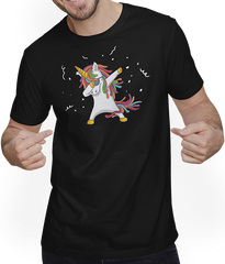 Produktbild von T-Shirt mit Mann Lustiges Dab Einhorn | Dabbing Unicorn Geschenk | Regenbogen