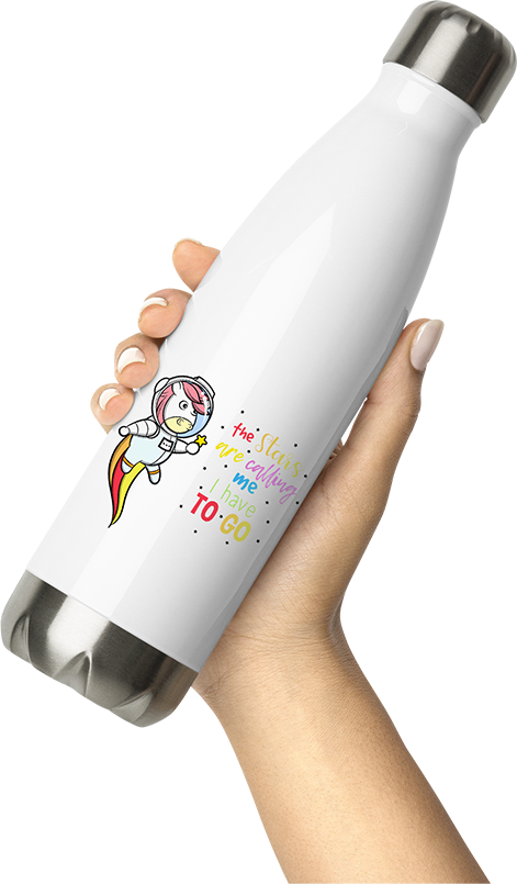 Produktbild von Thermosflasche von Hand gehalten Lustiges Einhorn als Astronaut im Weltall T-Shirt