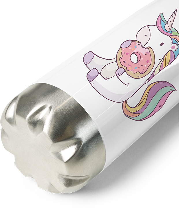 Produktbild vom Boden der Thermoflasche Lustiges Einhorn mit Donut | Unicorn | Regenbogen Geschenk