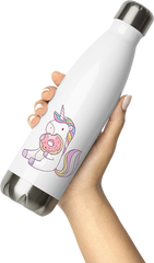 Produktbild von Thermosflasche von Hand gehalten Lustiges Einhorn mit Donut | Unicorn | Regenbogen Geschenk