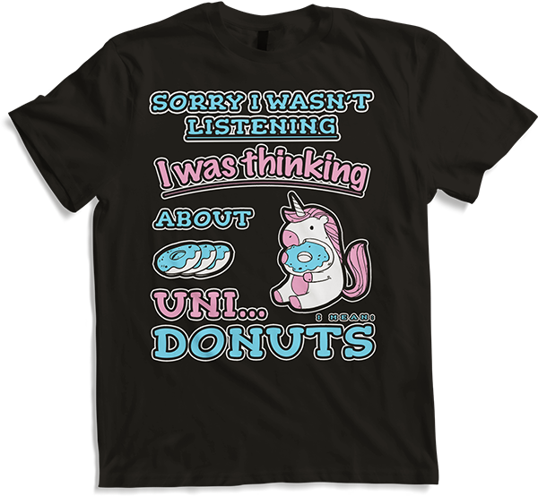 Produktbild von T-Shirt Lustiges Kawaii Einhorn isst Donut | Witziger süßer Spruch