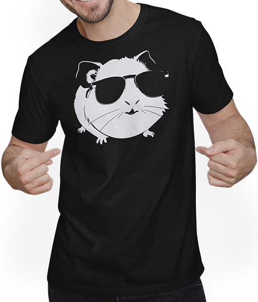 Produktbild von T-Shirt mit Mann Lustiges Meerschweinchen mit Sonnenbrille Meerschweinchen