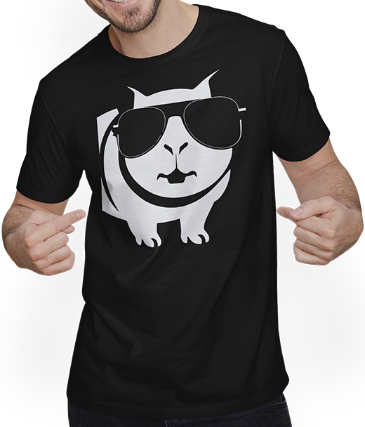 Produktbild von T-Shirt mit Mann Lustiges Meerschweinchen mit Sonnenbrille Meerschweinchen