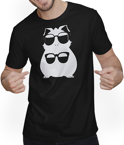 Produktbild von T-Shirt mit Mann Lustiges Meerschweinchen mit Sonnenbrille Meerschweinchen