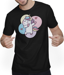 Produktbild von T-Shirt mit Mann Lustiges Tupfen-Einhorn für Mädchen, Einhorn, Regenbogen