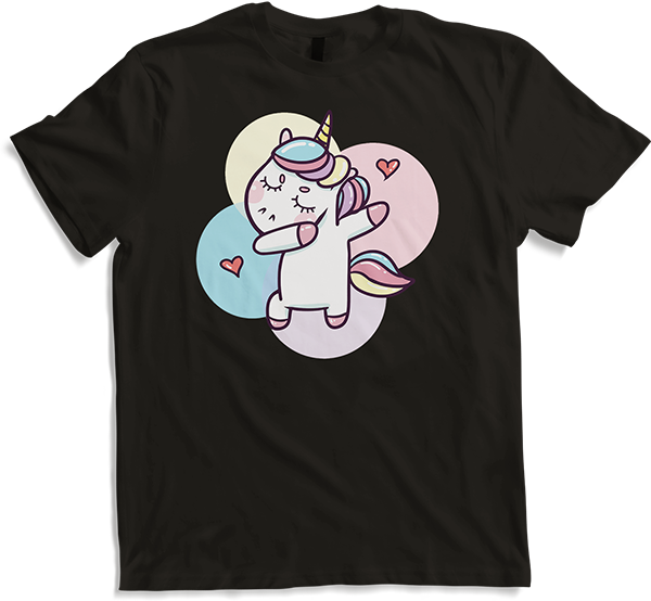Produktbild von T-Shirt Lustiges Tupfen-Einhorn für Mädchen, Einhorn, Regenbogen