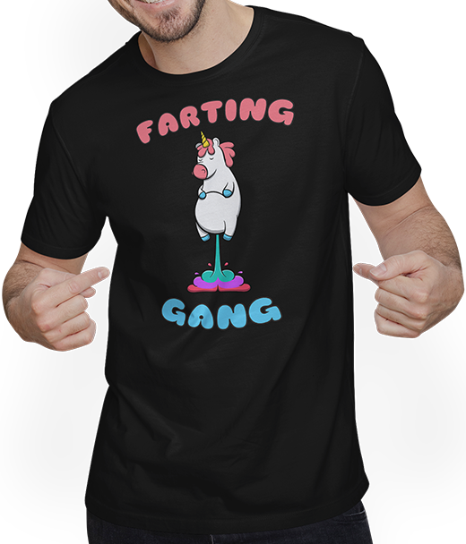 Produktbild von T-Shirt mit Mann Lustiges pupsendes / furzendes Einhorn mit Spruch Shirt