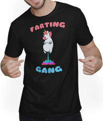 Produktbild von T-Shirt mit Mann Lustiges pupsendes / furzendes Einhorn mit Spruch Shirt