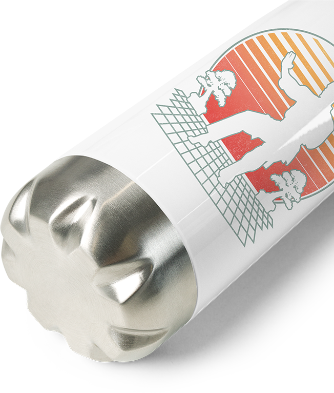 Produktbild vom Boden der Thermoflasche Martial Arts Fighter Futuristisches Retro | Karate Taekwondo