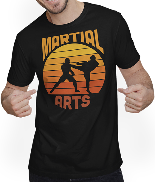 Produktbild von T-Shirt mit Mann Martial Arts | Kämpfer vor Vintage Sonne | Karate