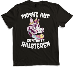 Produktbild von T-Shirt Maske auf Kontakte halbieren Lustiger Einhorn Spruch Säge