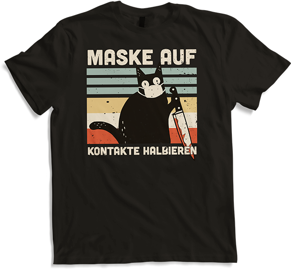 Produktbild von T-Shirt Maske auf Kontakte halbieren Lustiger Katzenspruch | Katzen