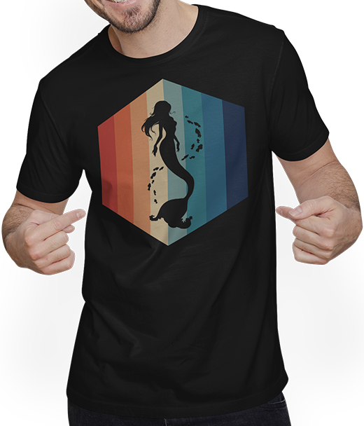 Produktbild von T-Shirt mit Mann Meerjungfrau | Vintage Hexagon | Schöne Retro Wassernixe