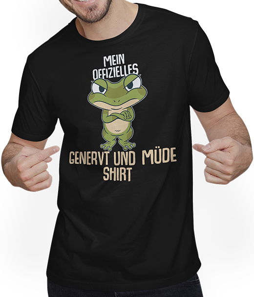 Produktbild von T-Shirt mit Mann Mein Offizielles Genervt Und Müde Shirt Frosch Sprüche Kröte