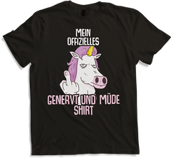 Produktbild von T-Shirt Mein Offizielles Genervt Und Müde Shirt Stinkefinger Einhorn