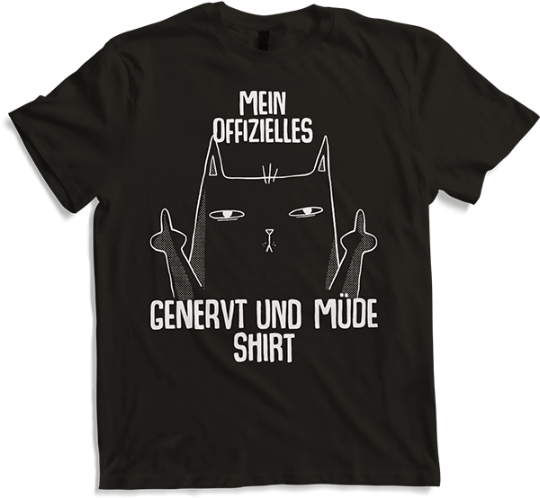 Produktbild von T-Shirt Mein Offizielles Genervt Und Müde Shirt Stinkefinger Katze