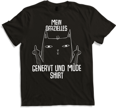 Produktbild von T-Shirt Mein Offizielles Genervt Und Müde Shirt Stinkefinger Katze