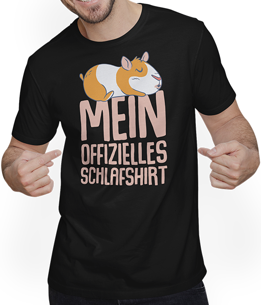 Produktbild von T-Shirt mit Mann Mein Offizielles Schlafshirt Meerschweinchen Lustige Sprüche