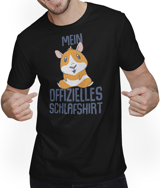 Produktbild von T-Shirt mit Mann Mein Offizielles Schlafshirt Meerschweinchen Schlafanzug