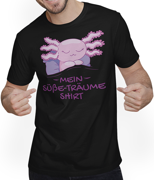 Produktbild von T-Shirt mit Mann Mein Süße-Träume Shirt Schlafshirt Mädchen Jungen Axolotl