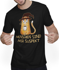 Produktbild von T-Shirt mit Mann Menschen sind mir suspekt Freche Sprüche Katzen Spruch Hexen