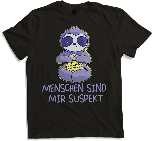 Produktbild von T-Shirt Menschen sind mir suspekt Freches Faultier Spruch Stricken