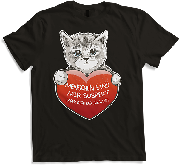 Produktbild von T-Shirt Menschen sind mir suspekt Kaffee Kätzchen Katzen Sprüche