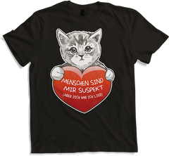 Produktbild von T-Shirt Menschen sind mir suspekt Kaffee Kätzchen Katzen Sprüche