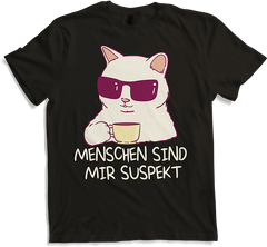 Produktbild von T-Shirt Menschen sind mir suspekt Kaffee Katze Katzen Sprüche