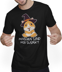 Produktbild von T-Shirt mit Mann Menschen sind mir suspekt Lustiger Meerschweinchen Spruch