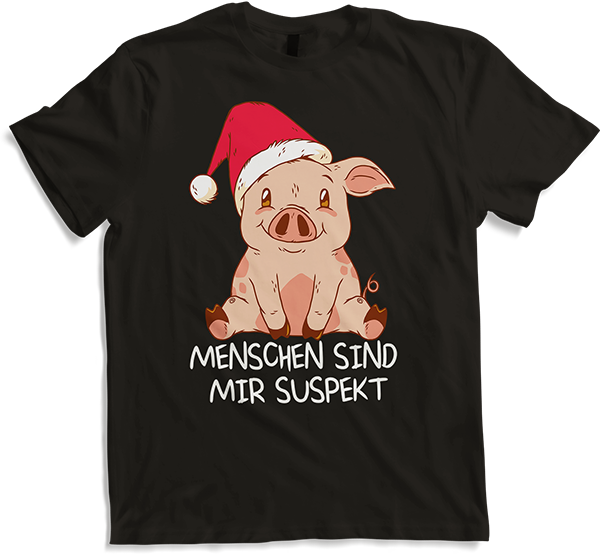 Produktbild von T-Shirt Menschen sind mir suspekt Nikolaus Schweinchen Sprüche