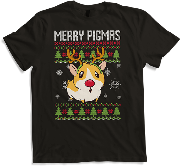 Produktbild von T-Shirt Merry Pigmas Ugly Christmas Lustiger Meerschweinchen Spruch