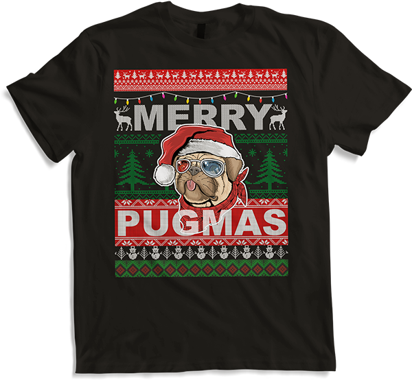 Produktbild von T-Shirt Merry Pugmas Cooler Mops Mopshalter Lustiges Ugly Christmas