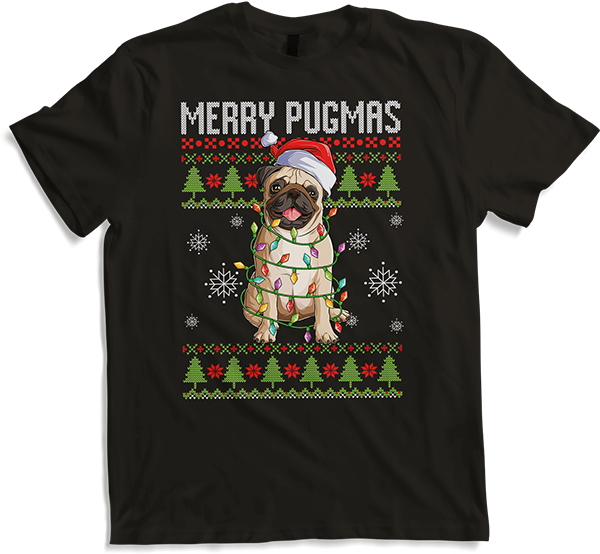 Produktbild von T-Shirt Merry Pugmas Ugly Christmas für Mopsbesitzer, lustiger Mops-Spruch