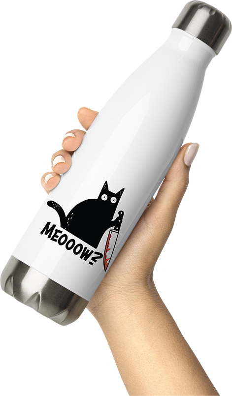 Produktbild von Thermosflasche von Hand gehalten Miau? Mordkatze mit Messer | Lustige Katze Spruch sarkastisch