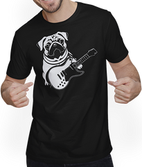 Produktbild von T-Shirt mit Mann Mops mit E-Gitarre Musiker Lustiger Gitarrist