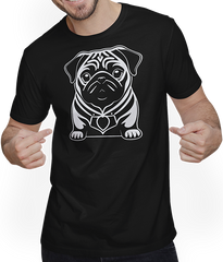 Produktbild von T-Shirt mit Mann Mops mit E-Gitarre Musiker Lustiger Gitarrist