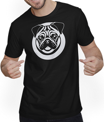 Produktbild von T-Shirt mit Mann Mops mit E-Gitarre Musiker Lustiger Gitarrist
