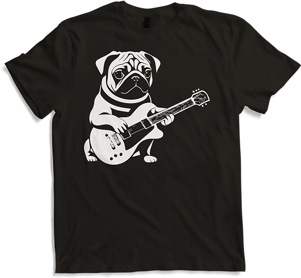Produktbild von T-Shirt Mops mit E-Gitarre Musiker Lustiger Gitarrist